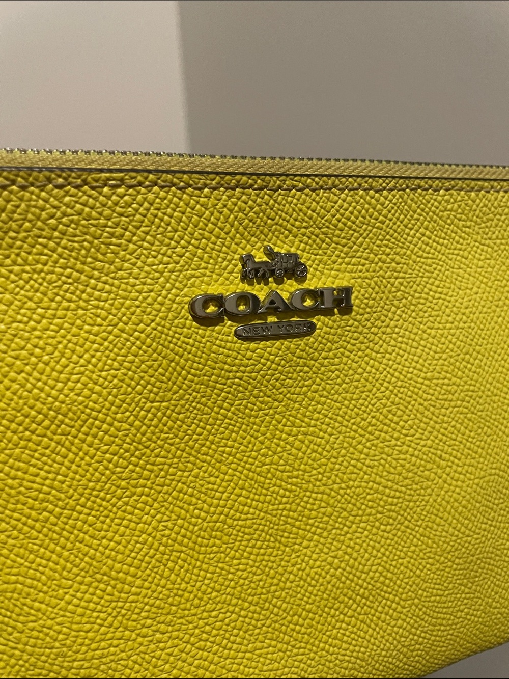 Coach Yellow Saffiano Leather Wristlet Pouch - Picture 4 of 11